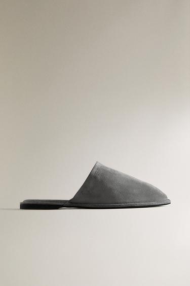 LEDER-HAUSSCHUH MIT ETUI - Grau von Zara