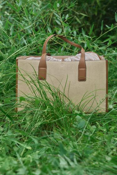 Zara MAXI SHOPPER CANVAS - 裸色 - 圖片 0