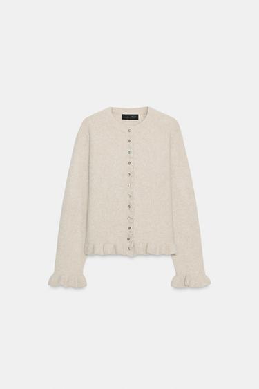 GILET EN MAILLE À VOLANTS - Sable de Zara - Image 4