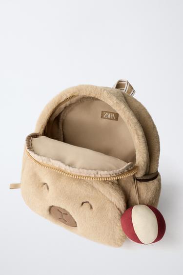 ANIMAL FAUX FUR BACKPACK - Camel Brown by Zara - Image 3