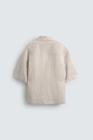 CHEMISE KIMONO 100 % LIN - Beige clair de Zara - Image 6