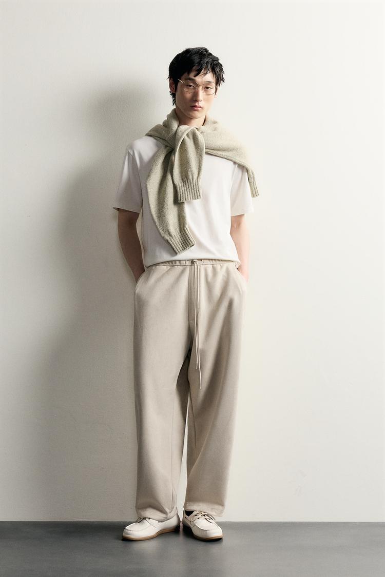 FAUX SUEDE WIDE-LEG TROUSERS