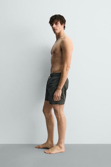 GEOMETRIC PRINT LONG SWIM SHORTS - Greys by Zara - Image 3