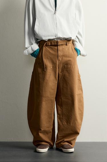 CARPENTER POCKET BALLOON FIT PANTS — Ocher 2