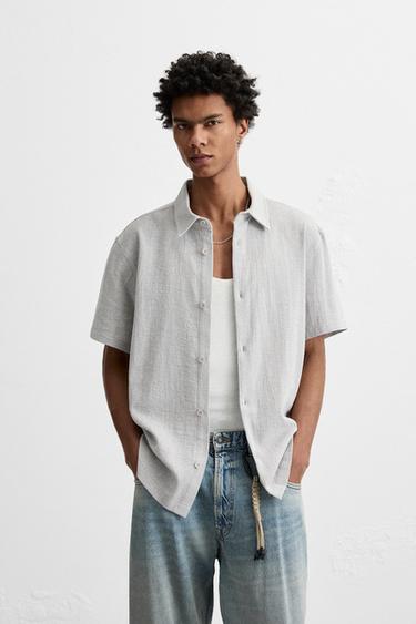 TEXTURED SHIRT - Pearl grey by Zara