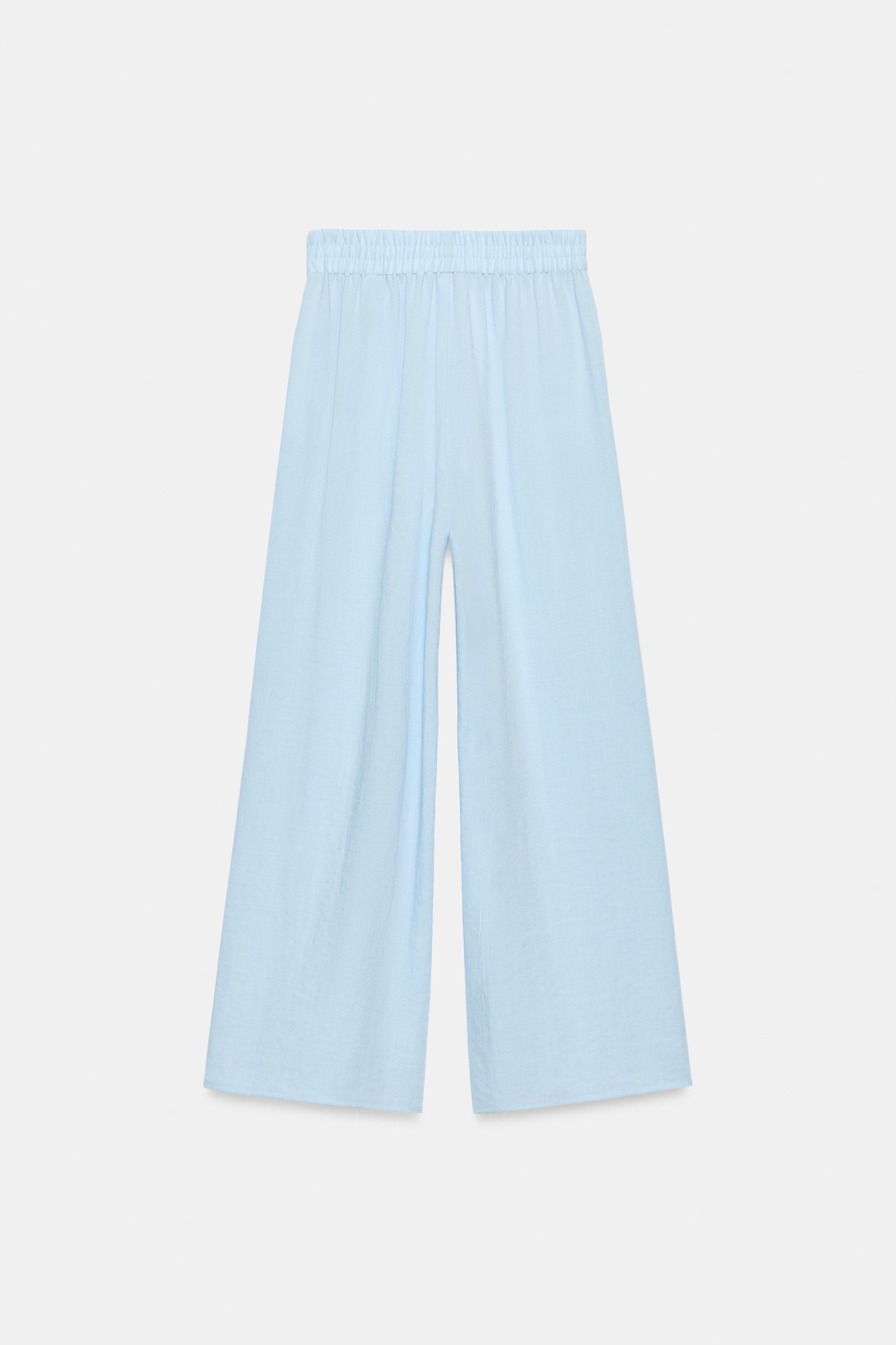 Zara Elastik Belli Geniş Pantolon görsel 7