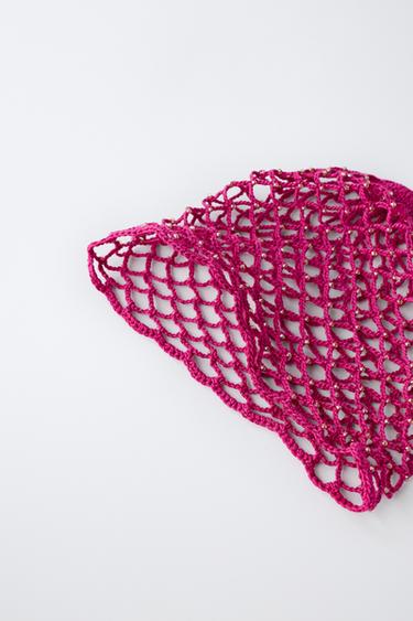 CROCHET KNIT BEANIE WITH BEADS - Raspberry by Zara - Image 2