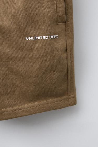 STRAIGHT FIT TEXTURED TEXT BERMUDA SHORTS - Dark tan by Zara - Image 3