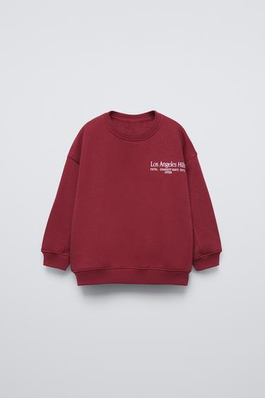 Zara EMBROIDERED TEXT SWEATSHIRT - Maroon