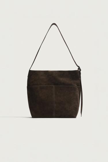 BOLSO SHOPPER PIEL - Marrón de Zara