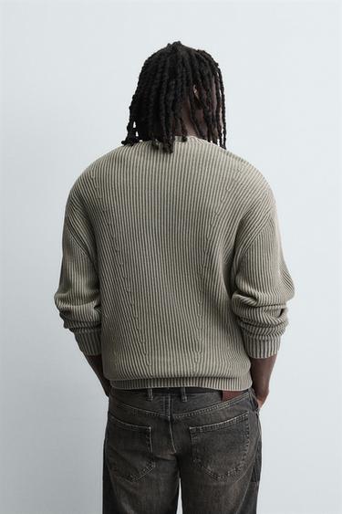 RIBBED WASHED SWEATER - Green by Zara - Image 2