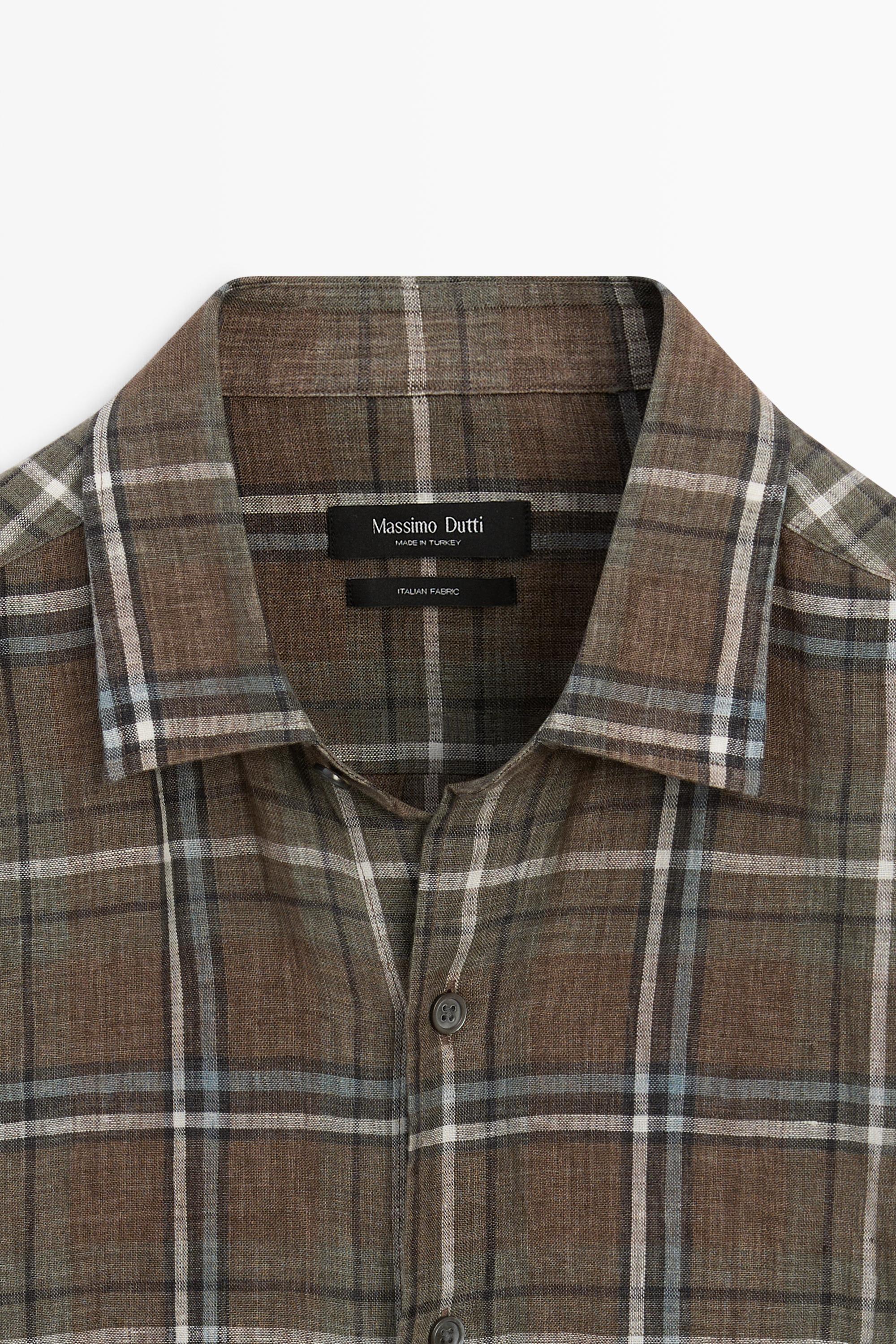 100% linen regular fit check shirt