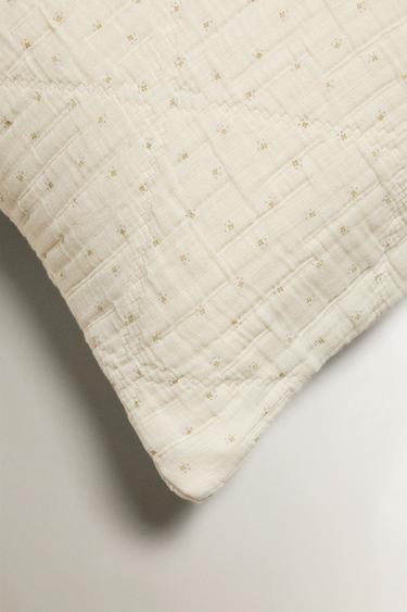 HOUSSE DE COUSSIN ENFANT GAZE FLORALE - Vert de Zara - Image 1