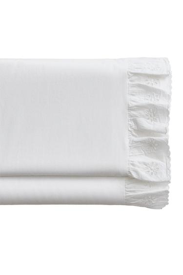 RUFFLED COTTON FLAT SHEET - Ecru by Zara