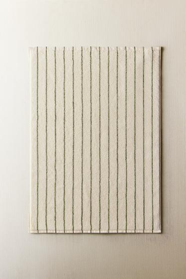 COLOURED STRIPE BATH MAT - mid khaki by Zara