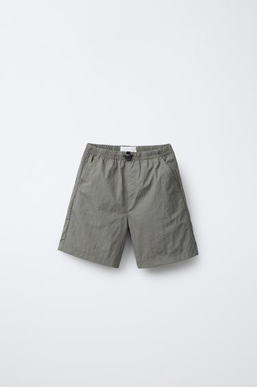 Zara PLAIN NYLON SHORTS - Taupe gray - Image 0