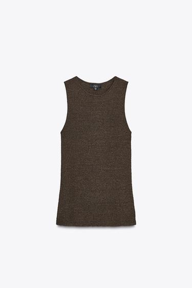 TOP LONG EN MAILLE STRUCTURÉE - Chocolat de Zara - Image 3