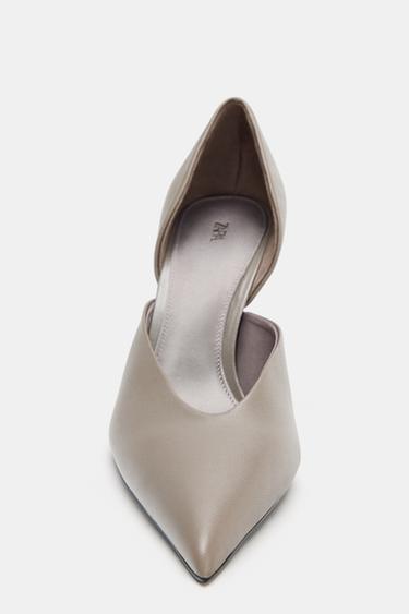 LEATHER HIGH-HEEL SHOES - Taupe Grey by Zara - Image 3