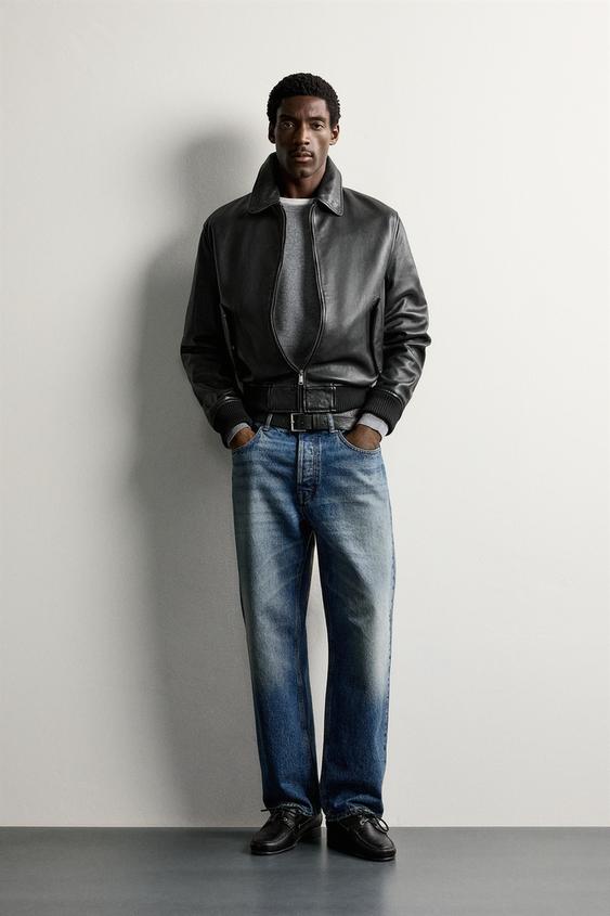 CHAMARRA PIEL REGULAR FIT - Negro de Zara - Imagen 0