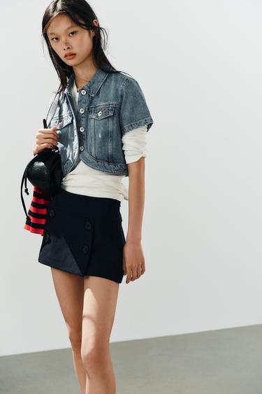 BUTTON SKORT - Navy blue by Zara