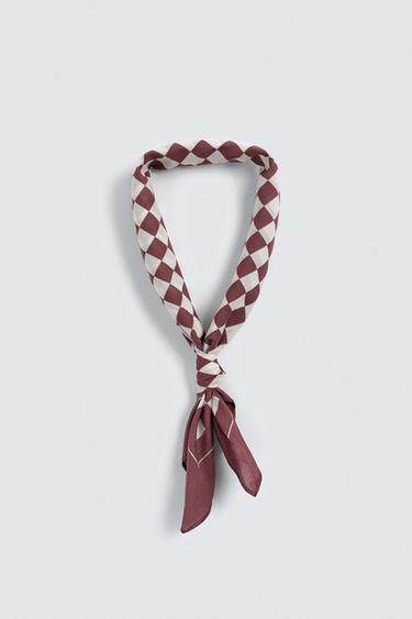 CHECK PRINT BANDANA - Red by Zara