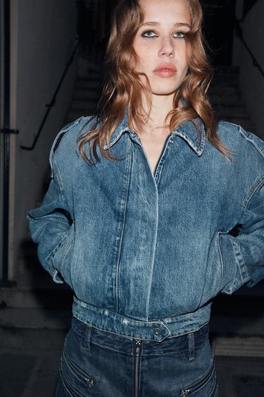 CAZADORA DENIM TRABILLAS - Azul de Zara