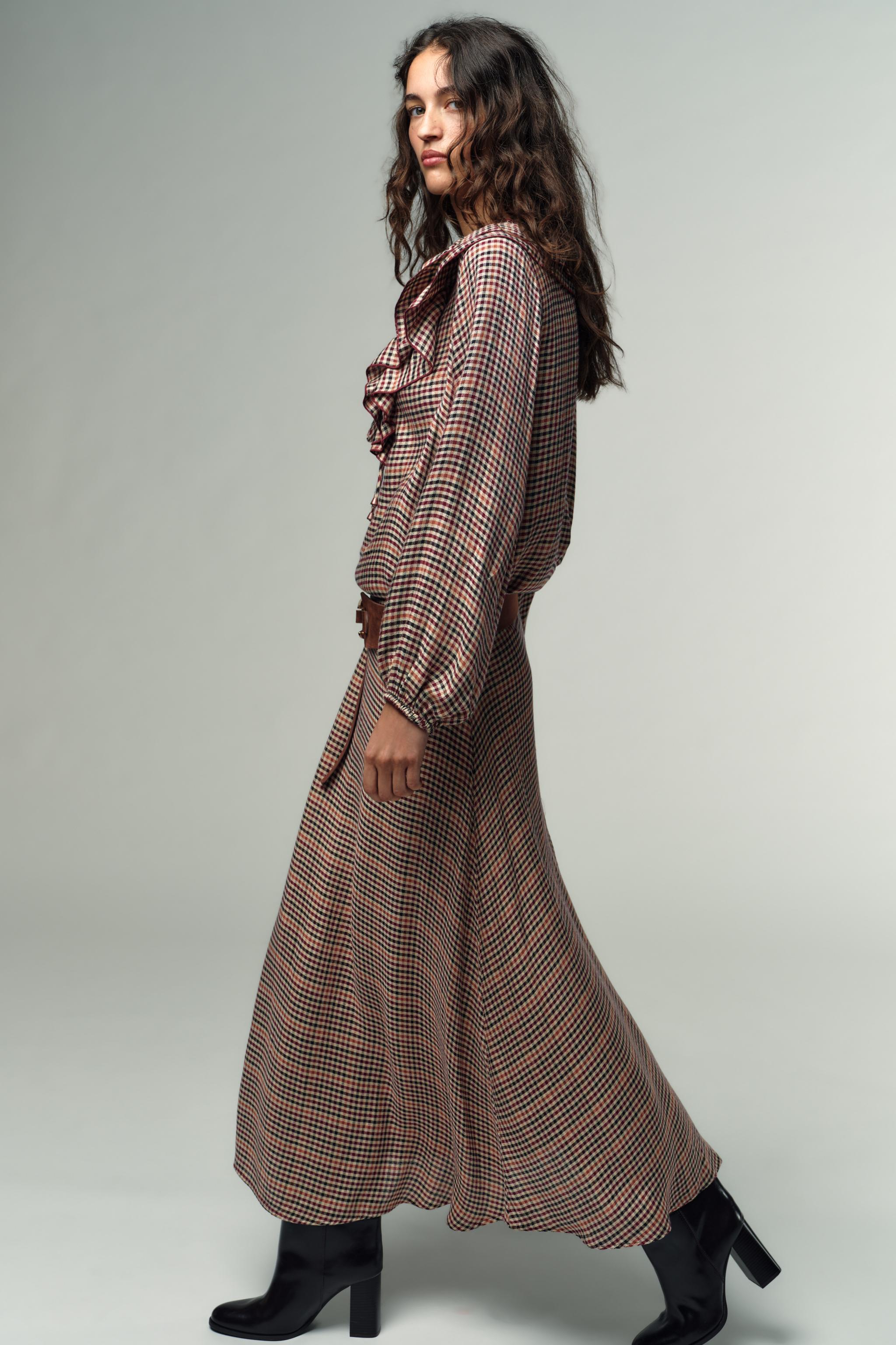 PLAID RUFFLED BLOUSE