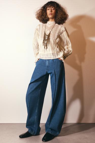 ZW COLLECTION MID-RISE BALLOON JEANS - Blue by Zara
