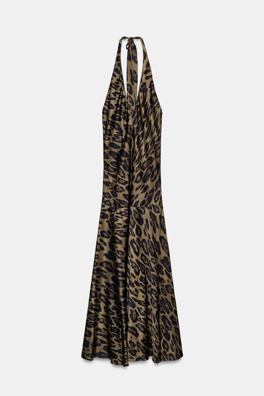 PRINTED HALTER DRESS ZW COLLECTION - Khaki | ZARA Australia