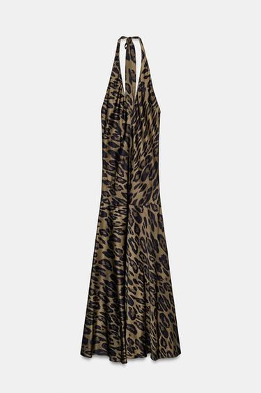PRINTED HALTER DRESS ZW COLLECTION - Khaki by Zara - Image 0
