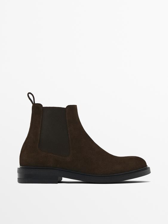 Split suede chelsea ankle boots - Brown | ZARA United States
