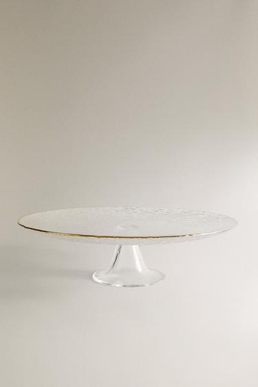 Zara RAISED GLASS SERVING DISH WITH GOLD RIM - 990 - Image 0