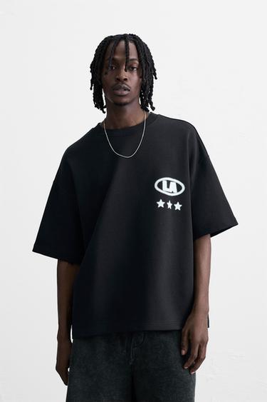 MOLETOM COM GRÁFICOS ESTAMPADOS - Azul-marinho da Zara