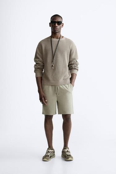Zara STRUCTURED SOFT SHORTS - Beige