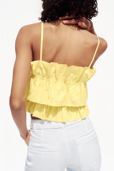 POPLIN CROP TOP - Yellow by Zara - Image 5