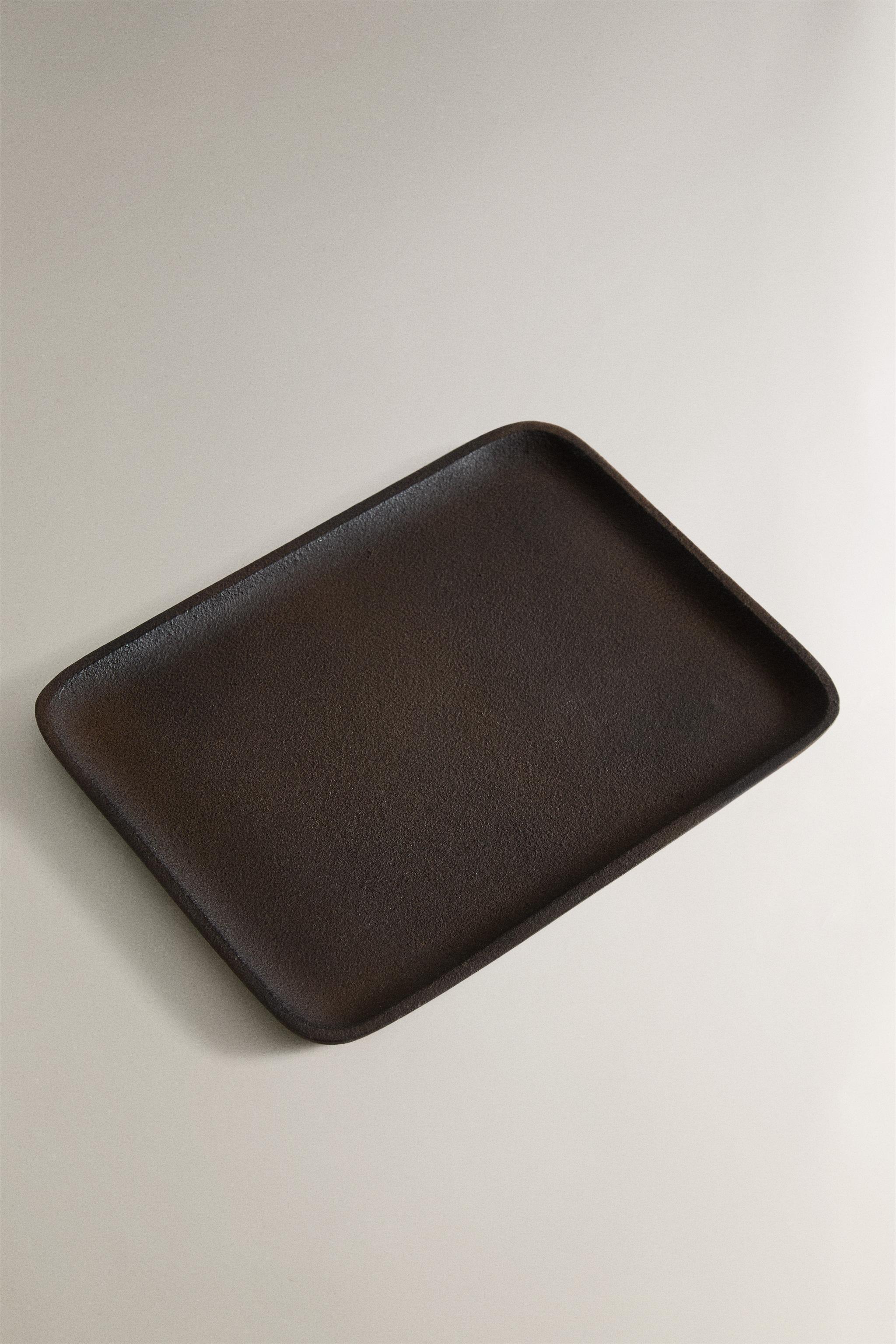 BLACK METAL TRAY — charcoal gray