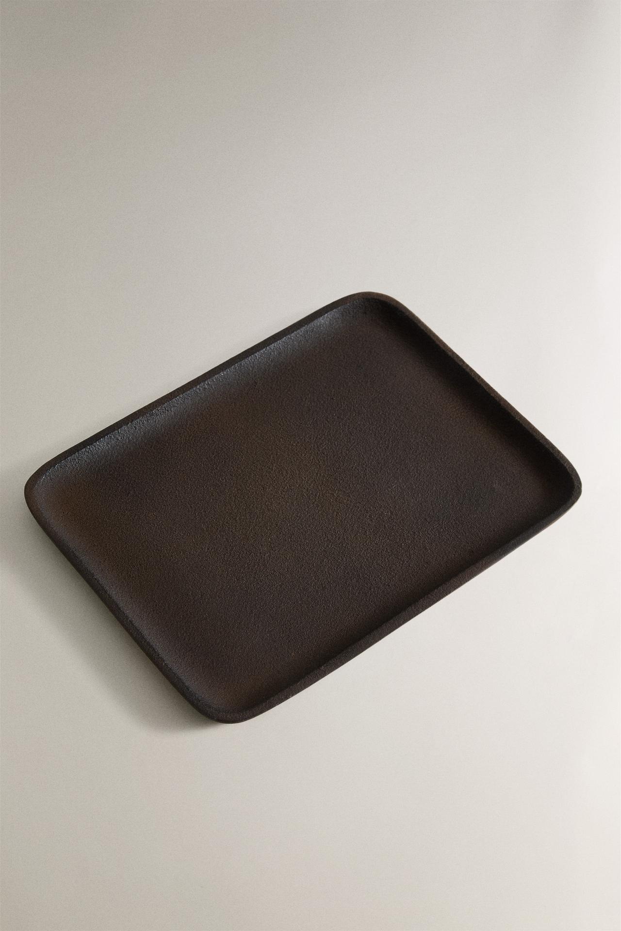 BLACK METAL TRAY — charcoal gray