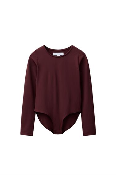 BODY MANGA LARGA LISO - Burgundy de Zara