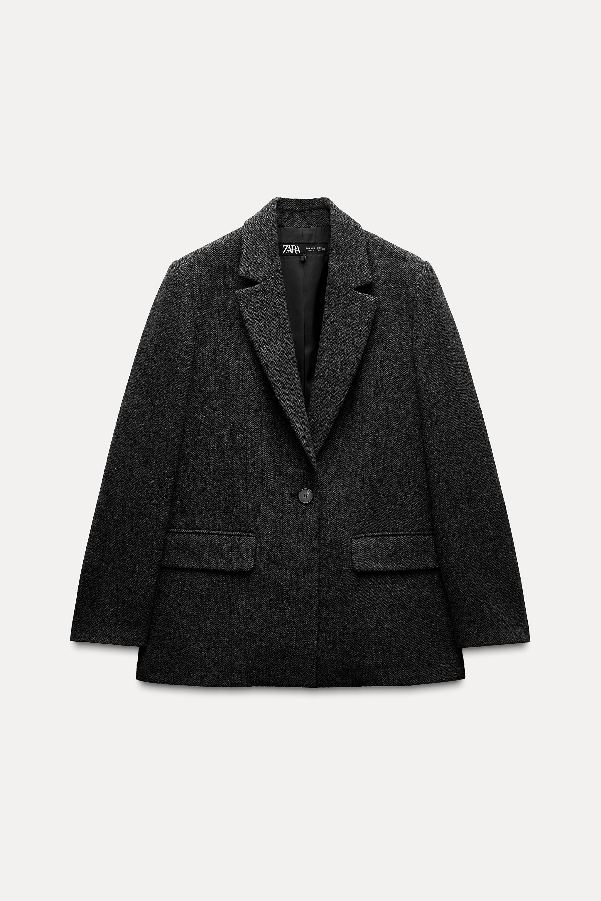 ヘリンボーンウールブレンド ストレート ブレザー - グレーマール | ZARA Japan / 日本