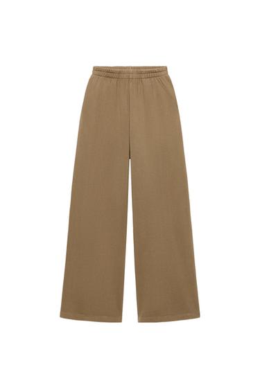 WASHED-EFFECT WIDE TROUSERS