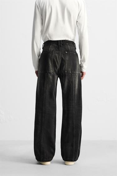 BAGGY STITCHED JEANS - Black by Zara - Image 2