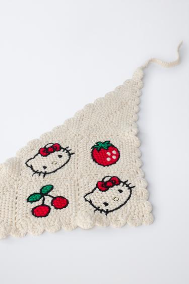 HELLO KITTY © SANRIO CROCHET KNIT BANDANA - Ecru by Zara - Image 1