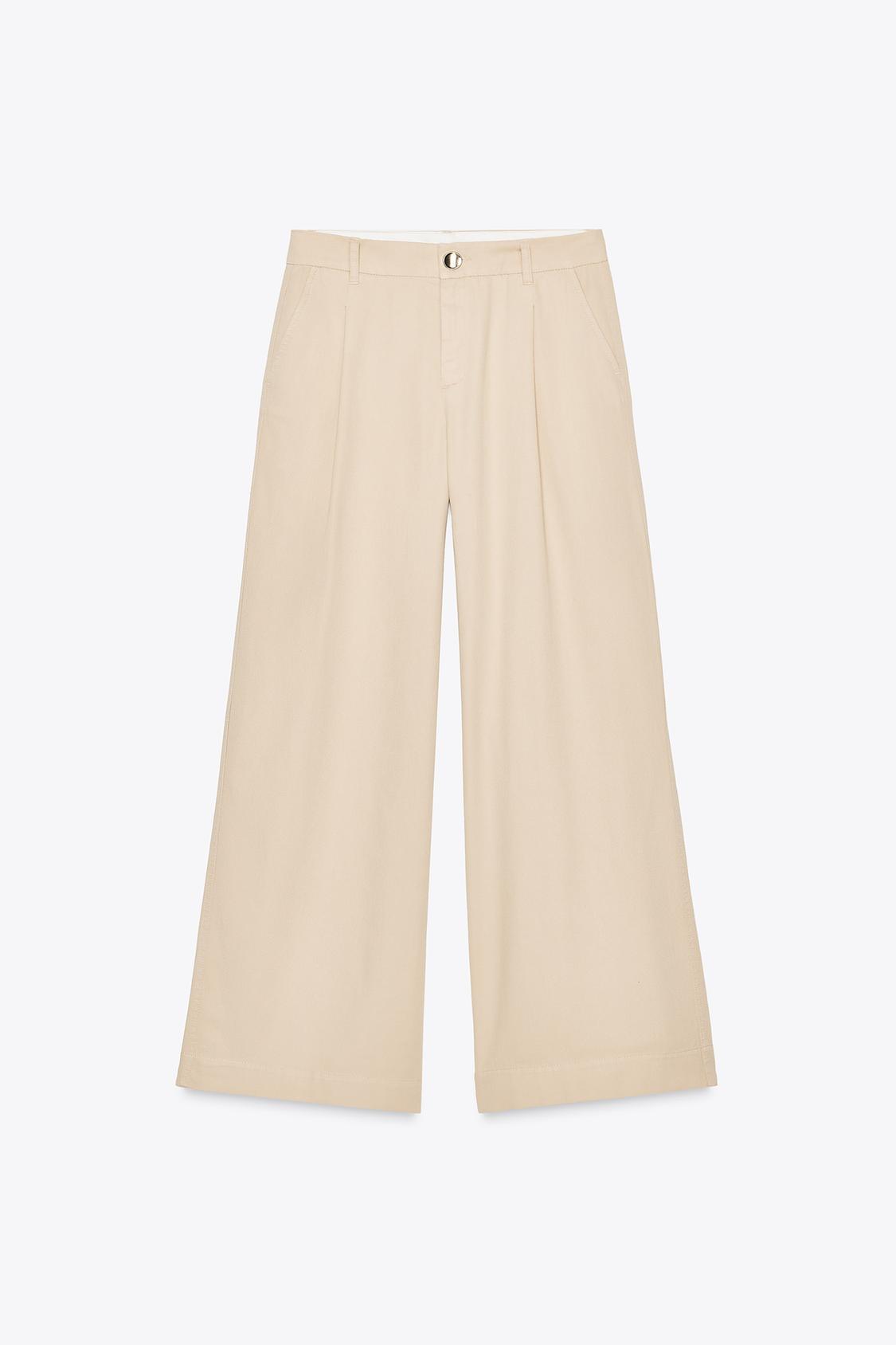 DARTED WIDE-LEG TROUSERS