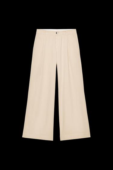 DARTED WIDE-LEG TROUSERS - Sand by Zara - Image 0