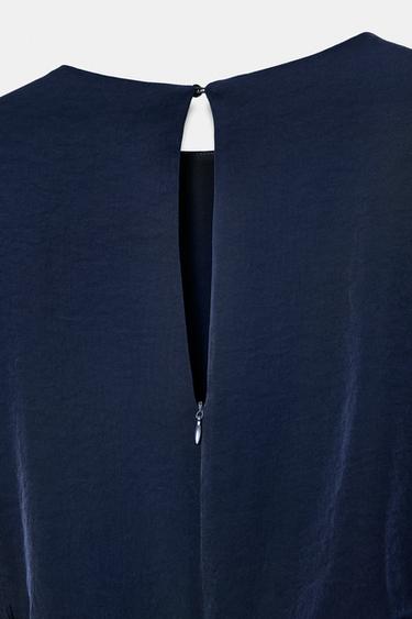 ROBE MIDI MANCHES DESCENDUES PINCES - Bleu marine de Zara - Image 9