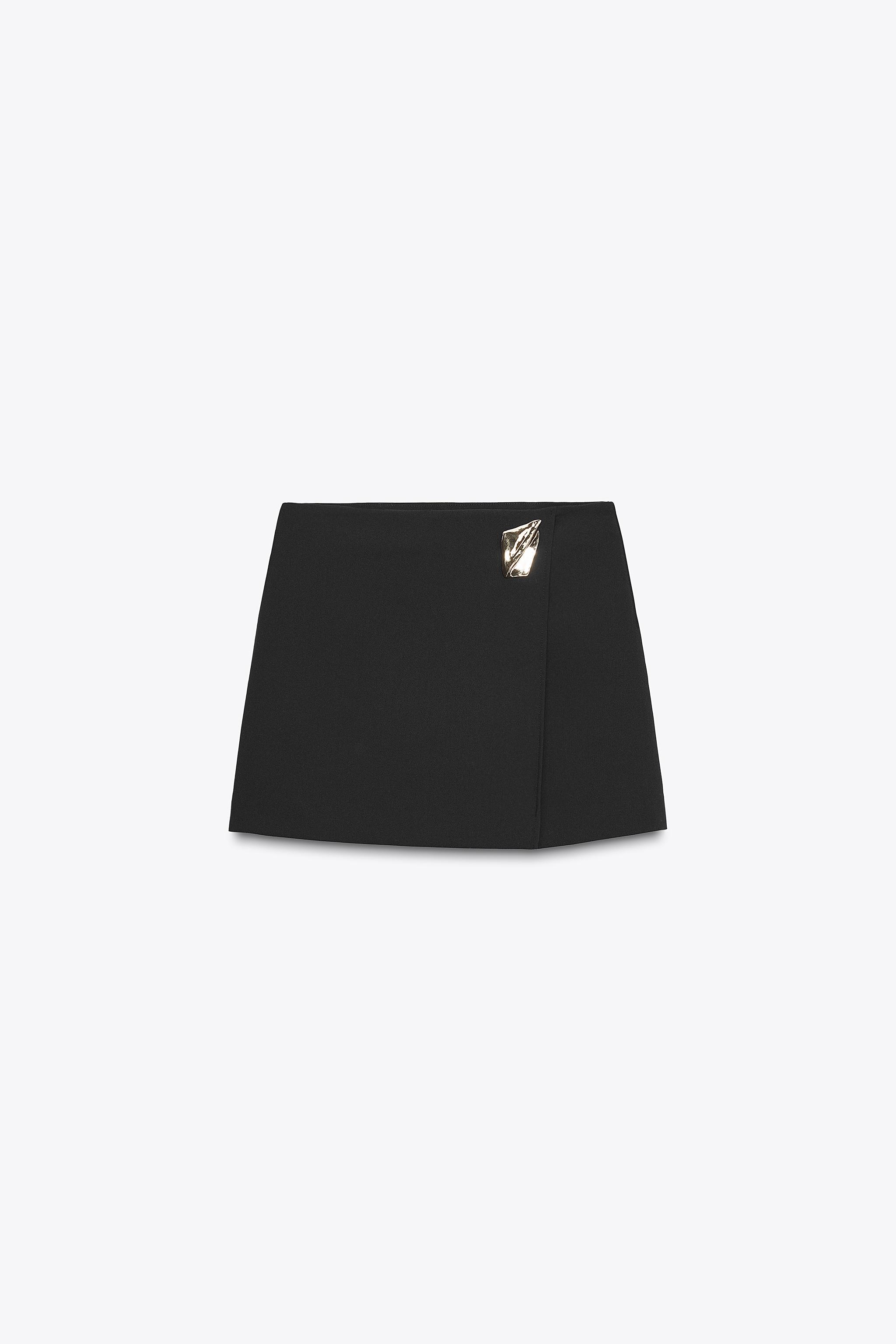アシンメトリー スコート、アプライク - アイボリー | ZARA