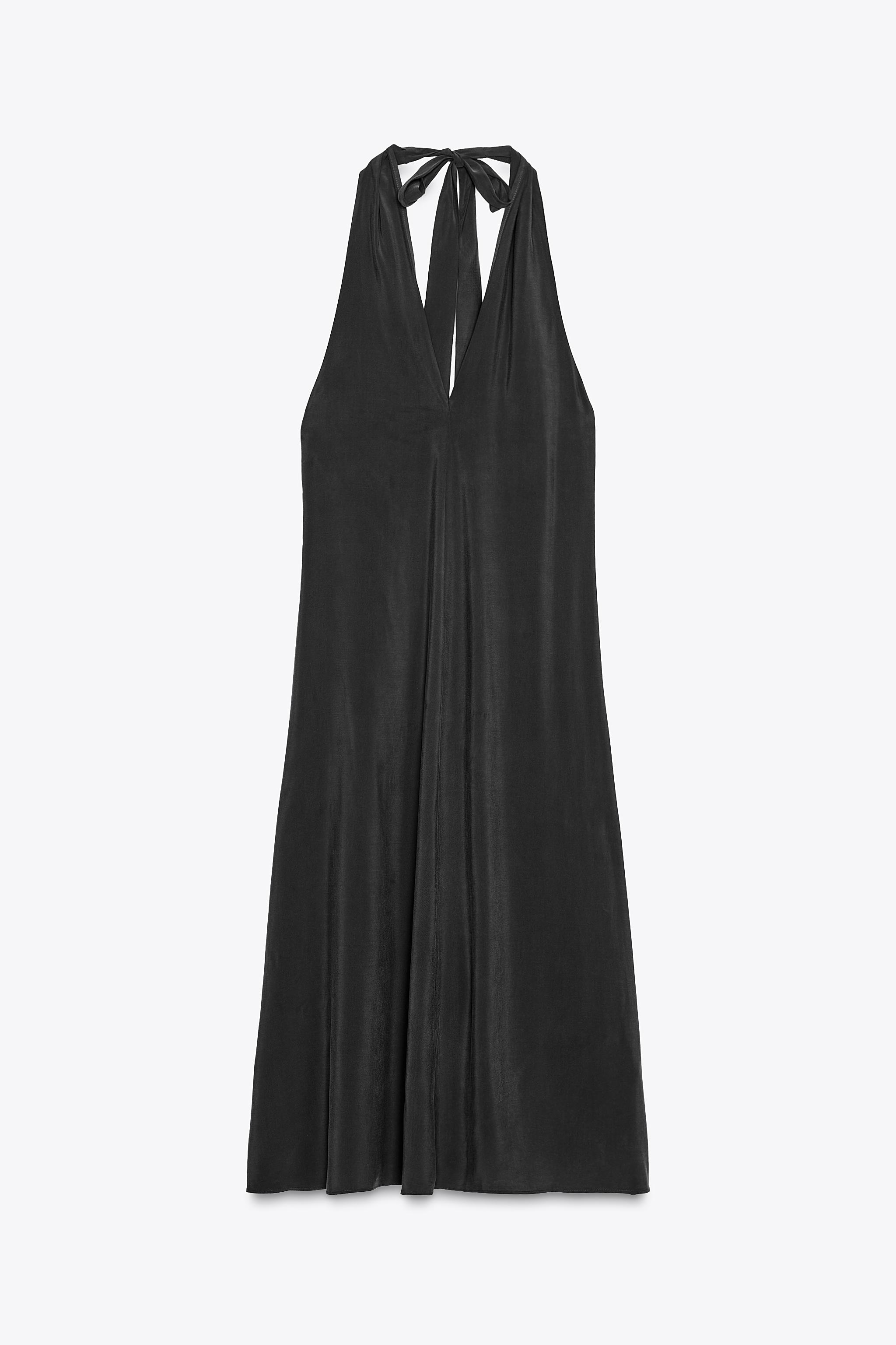 ZARA ホルターネック ミディ丈ワンピース、結びディテール入り ホルターネック ミディ丈ワンピース、結びディテール入り