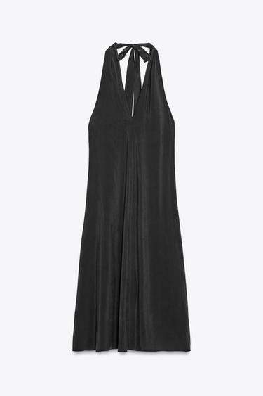 HALTER MIDI DRESS WITH TIE - Black by Zara - Image 6