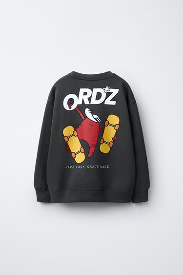 ТОЛСТОВКА С ПРИНТОМ «СКЕЙТ» — ТЕМНЫЙ АНТРАЦИТ от Zara