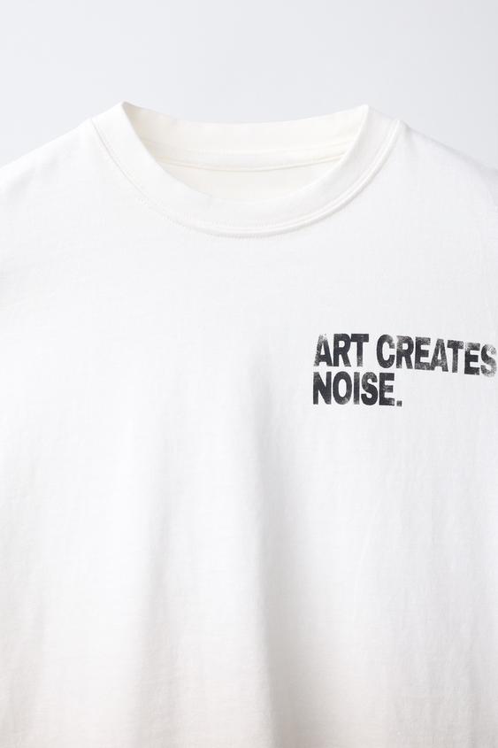 T-SHIRT TIE DYE INSCRIPTION - Blanc cassé | ZARA France